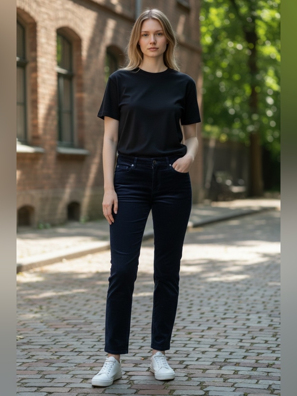 Anthropologie Navy corduroy Slim Pants size 4 like new